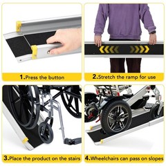 6/8 ft Telescoping Adjustable Aluminum Wheelchair Ramps ,Portable ,600LBS 1 Pair