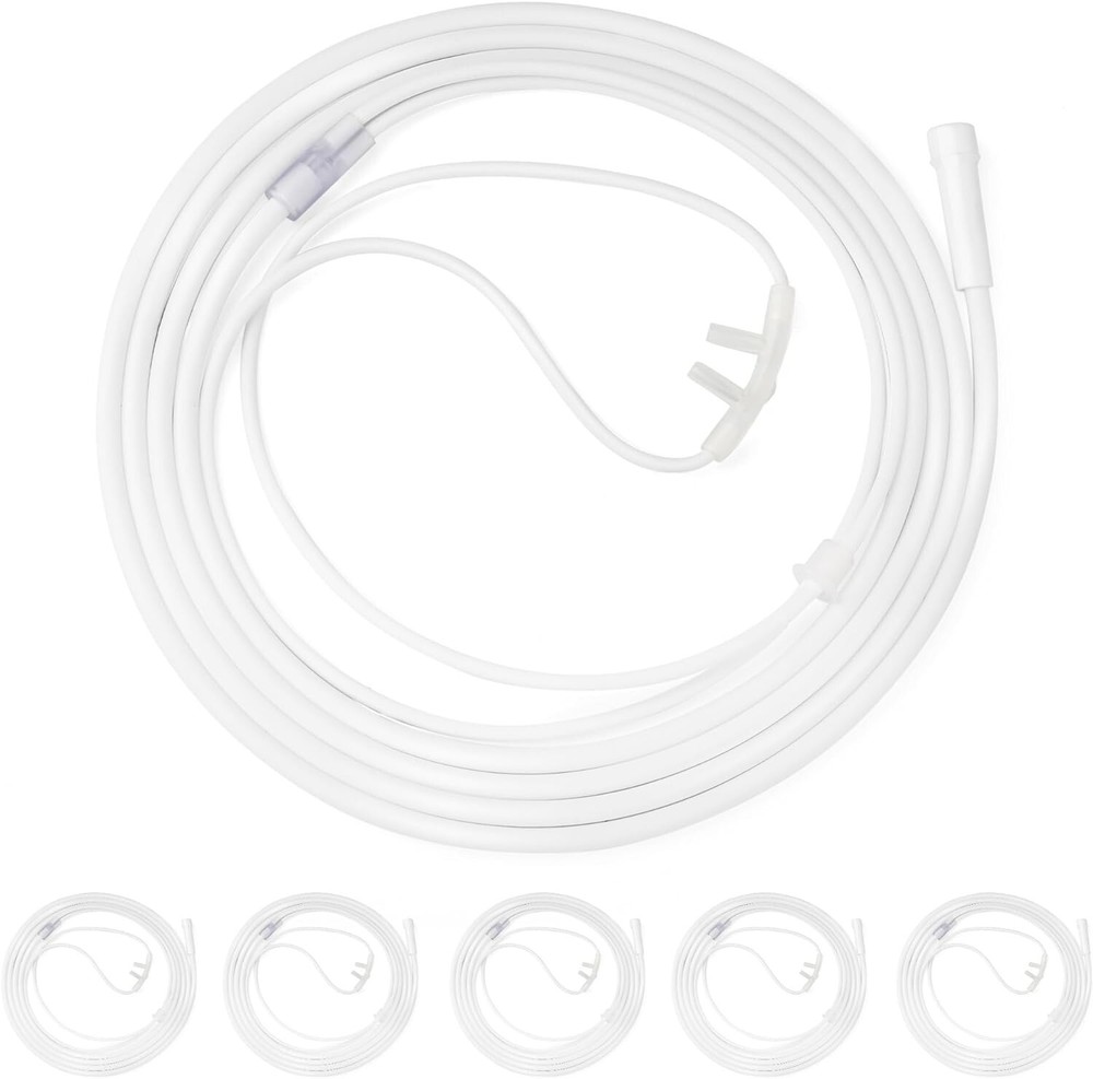 MSS 5-Pack Soft Nasal Oxygen Cannulas – Adult, 7ft Tubing, Comfort Fit, Clear