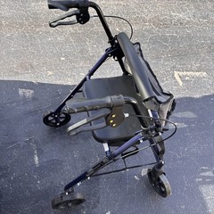 Probasics 4-Wheel Rollator Walker with Padded Seat, Backrest & Storage Bag Blue