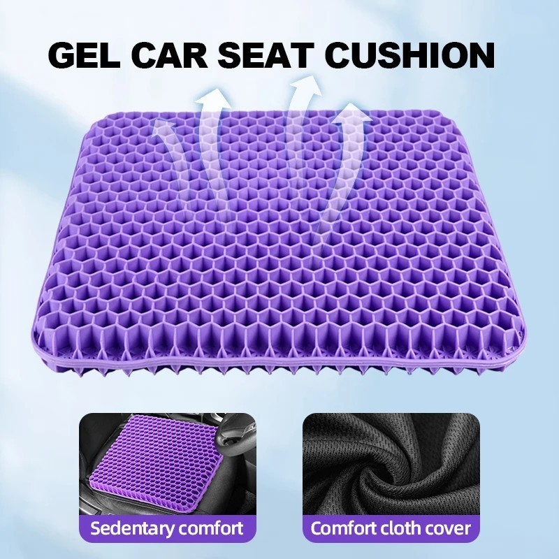 Gel Seat Cushion for Long Sitting, Ergonomic Cooling Pad, Non-Slip Cover- XLarge