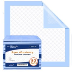 32″ x 36″ 50 Count,Super Absorbent Disposable Leakproof Underpads, Incontinence