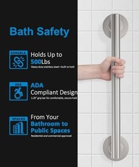 Shower Grab Bar Set, ADA Compliance Brushed Stainless Steel Brushed Nickel
