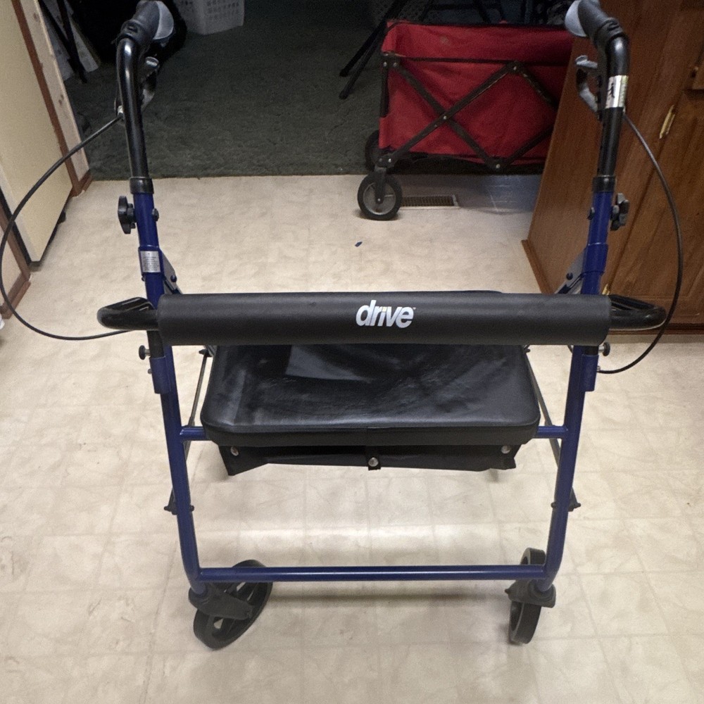 Drive 4-Wheel Rollator Walker Hand Brakes Padded Seat Blue/Black 10216BL-1