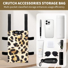 Leopard Print Water Resistant Crutch Bag Pouch Storage Carry Kit Cup Holder