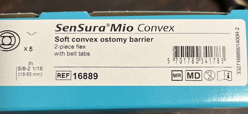 SenSura Mio Soft Convex Ostomy Barrier REF 16889 1 NEW Box of 5 Exp 2028 Yellow