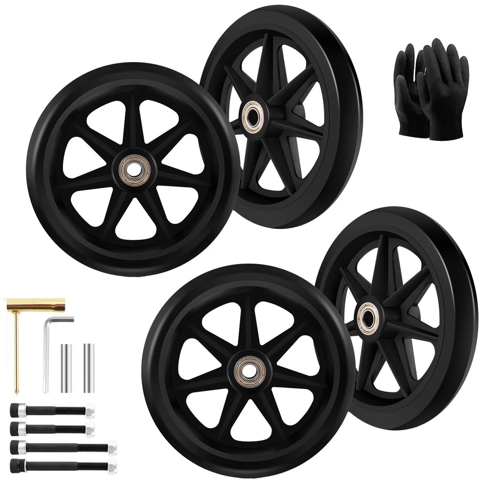 4 Pack 8 Inch Solid Replacement Wheels – Environmentally Friendly Rubber Mate…