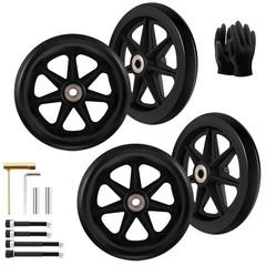 4 Pack 8 Inch Solid Replacement Wheels – Environmentally Friendly Rubber Mate…