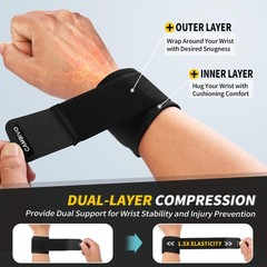 Wrist Wraps for Men and Women 2 Pack, Adjustable Compression Wrist Brace for …