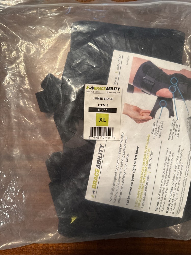 NEW BraceAbility J knee brace size Med Item#03K06 stabilization Right or Left