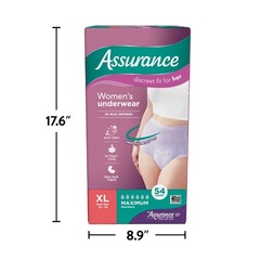 Assurance Women’s Incontinence and Postpartum Underwear, XL, Maximum Absorbency,