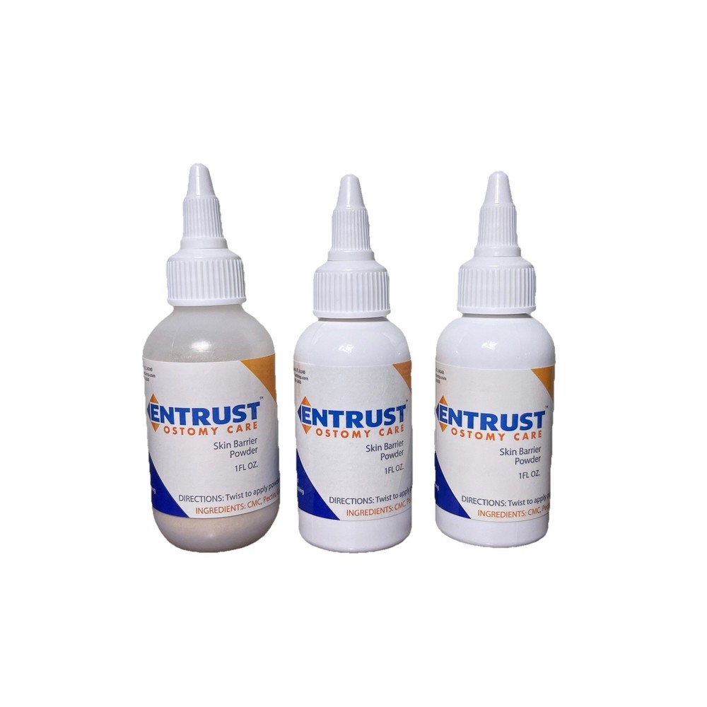 3 ENTRUST 1oz Bottle Ostomy Care Skin Barrier Powder New Exp 2028
