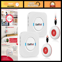 Wireless Caregiver Pager System – 2 SOS Call Buttons & Receivers, 500ft Range, N