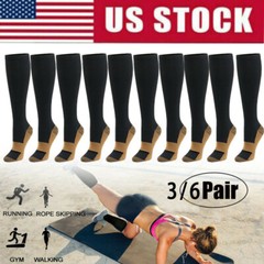 6 Pack Compression Socks (20-30mmHg) Moisture Wicking Cotton Support Stocking US