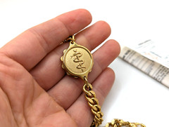 Vtg SOS Talisman Emergency Medical ID System Bracelet Gold Tone 7″