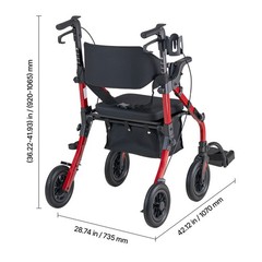 Uimoso 2-in-1 Folding Rollator Walker and Transport Chair with Wheels