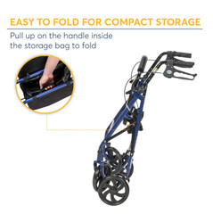 Drive Medical Four Wheel Rollator Rolling Walker with Fold Up Removable Back Sup