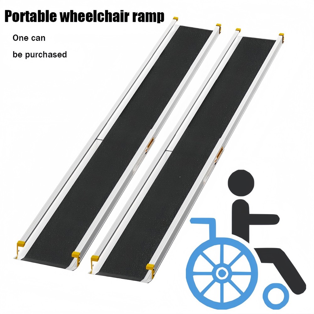 2PCS 700 lbs Folding Wheelchair Ramp Aluminum Mobility Ramp Portable