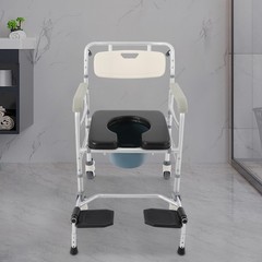 Rolling Shower Wheelchair Foldable Height Adjustable Toilet Chair 380 lbs