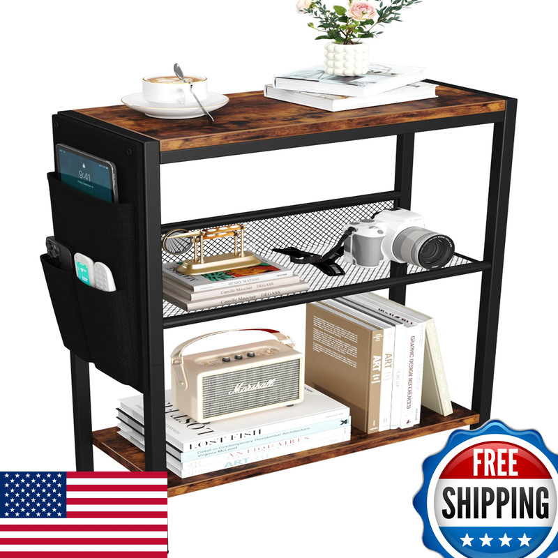 Yusong Small Narrow Side Table For Small Spaces Slim End Table Storage Bag Sofa
