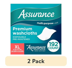 Assurance Premium XL Washcloths for Adults, Disposable & Pre-Moistened 192X2-384