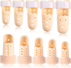 10pcs Finger Splints Set – 5 Sizes EVA Fingertip & Thumb Brace Supports (Beige)!
