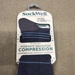 NWT Sockwell Men’s Circulator Moderate Graduated Compression Sock In Denim, L/XL