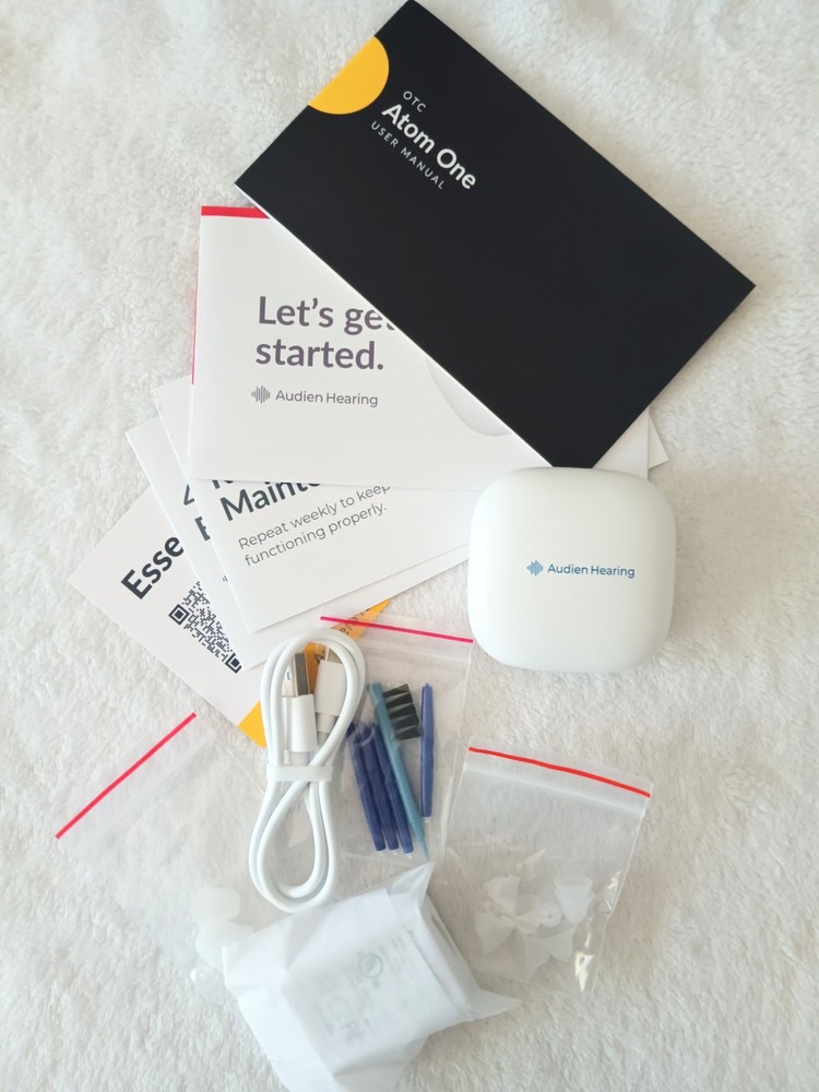Audien Atom One OTC Hearing Aids Wireless Rechargeable Beige No Box