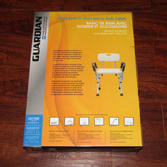 Guardian Bath And Shower Bench with Back and Arms Adjustable Height Max 350lb