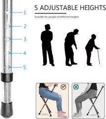 Hold 440 Lbs Folding Canes with Seat Walking Stick Height Adjustment Cane Seat C