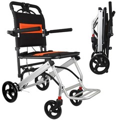 Only 16lbs Ultralight weight Foldable Transport Wheelchair, Double Handbrake