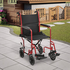 [FDA APPROVED]Foldable Lightweight Transport Wheelchair w/Handbrakes & Seat Belt