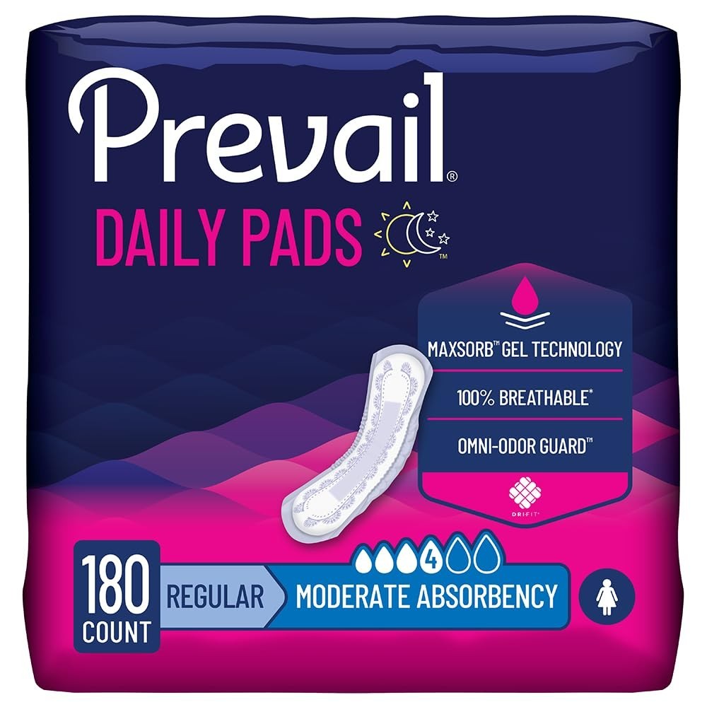 Incontinence Bladder Control Pads for Women, Moderate Absorbency, 180 Count