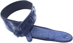 Walker & Williams G-25 Handmade Navy Blue Guitar Strap with Padded Glove Leather