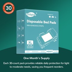 MILDPLUS Bed Pads with Adhesive Strips 30″x36″-30 (Adhesive), Green