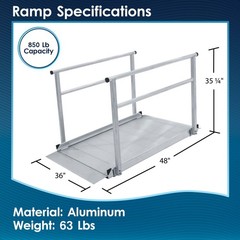 Aluminum Wheelchair Ramp with Handrails – 5′ L