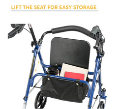 Drive Medical Four Wheel Rollator Rolling Walker with Fold Up Removable Back Sup
