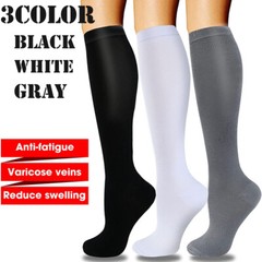 3Pair Full Toe Compression Socks for Men 15-20mmHg Wide Calf Diabetic Socks S-XL