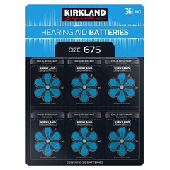 Kirkland Signature Hearing Aid Batteries, Zinc Air, Size 675 (Blue), 36-pack
