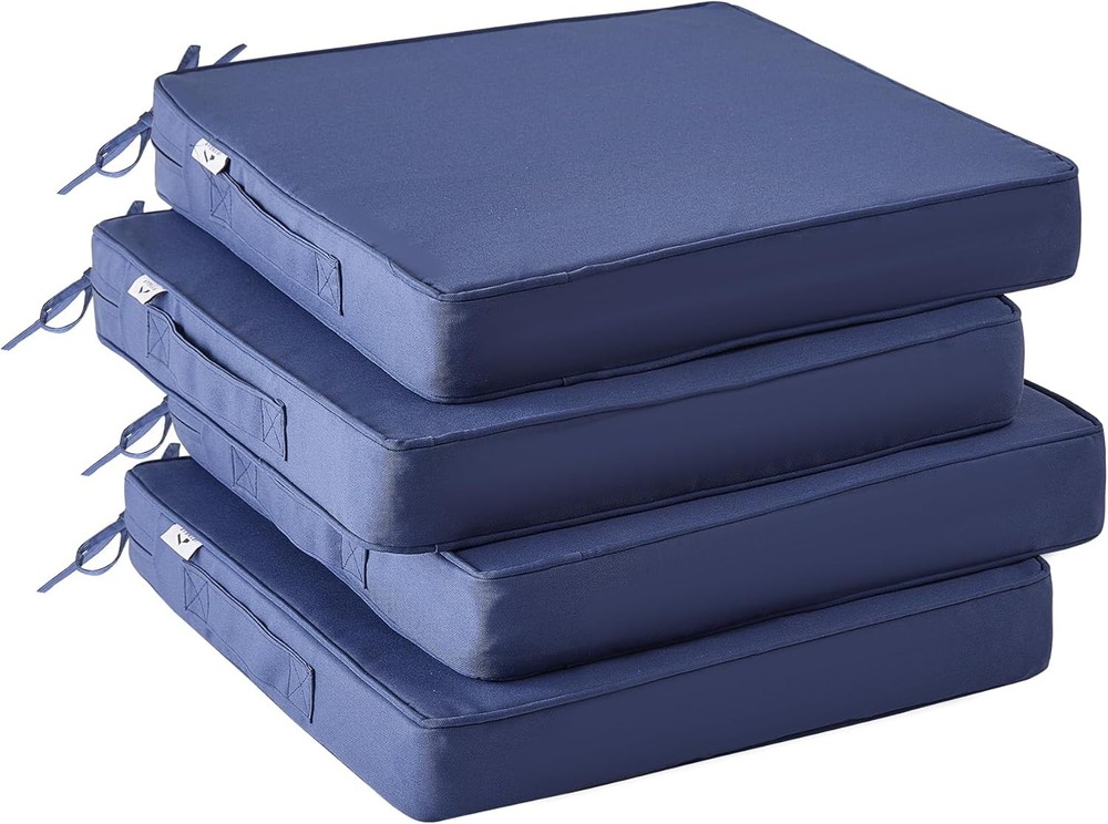 Outdoor Chair Cushions Set of 4, Waterproof 19x19x3-Square, Navy Blue