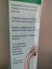 Medline 16″ Knurled Texture Grab Bar Stainless Bathroom Safety Handle Tub Wall