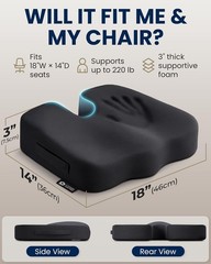 Seat Cushion – Memory Foam & Cooling Gel – Chair Cushion for Tailbone Pain Re…