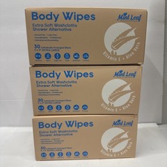 3 Body Wipes XL soft with Vitamin E Aloe Scent 9×11 | 30 Individually Packs