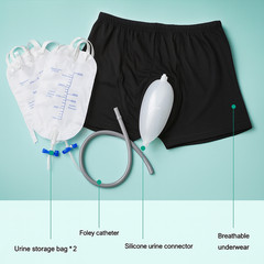 Male Wearable Incontinence Pants Urinal Leg Bag Silicone Urine Funnel Collector