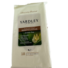 YARDLEY LONDON 216 Disposable Washcloths 12 Packs Moisturizing VitaminE Aloe 216