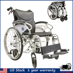 FDA Lightweight 21lb Portable Wheelchair 6-Tire All Terrain for Elderly Disabled