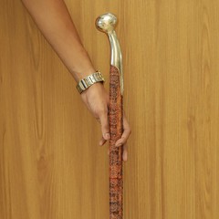 37″ HandCarved Wooden Walking Cane Polished Brass Handle Nautical Floral Design
