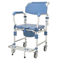 Irtme Bedside Commode Wheelchair with Drop Arms & Lockable Casters, Shower Chair