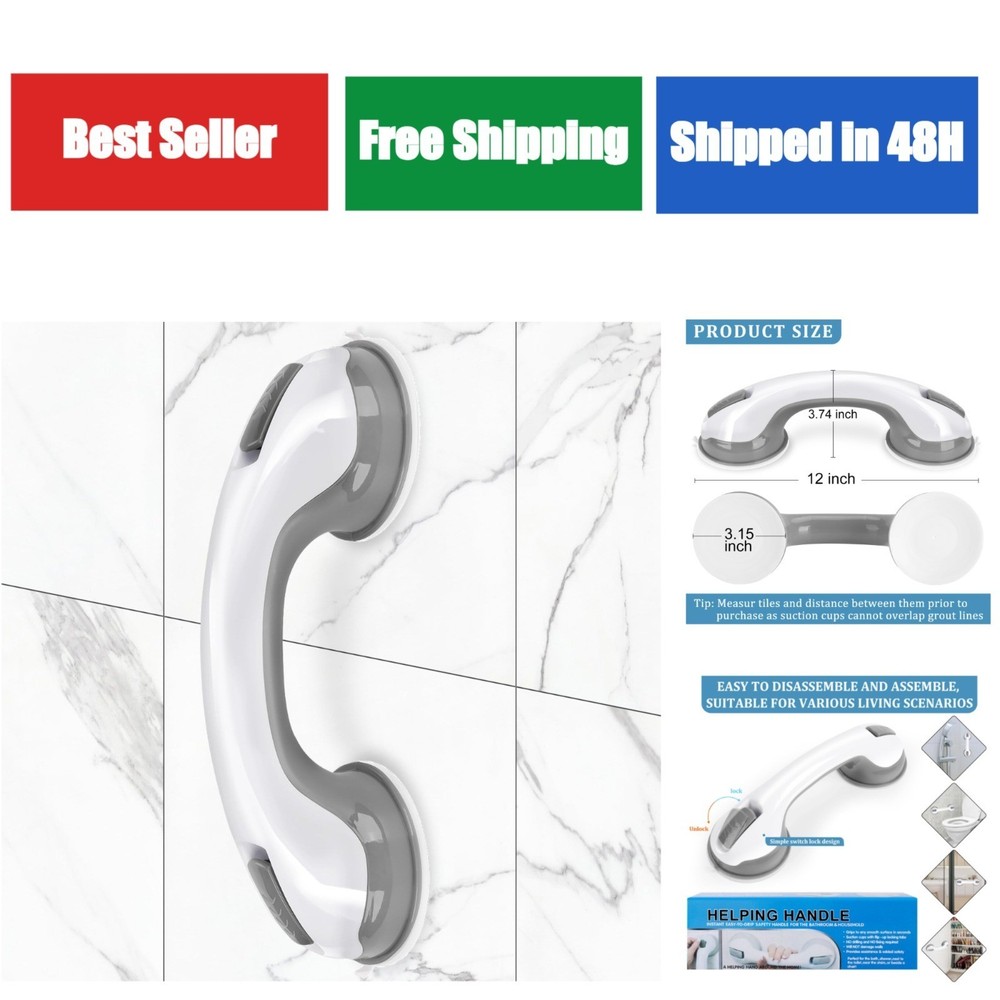 12 Inch Shower Grab Bars for Bathroom with Strong Suction Cup Safety Rail