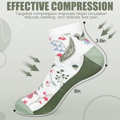 6 Pairs Ankle Compression Socks for Women Floral Low Cut Athletic Support Soc…