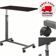Overbed Table Tray Hospital Bed Rolling NonTilt Adjustable Height Food Cart Desk